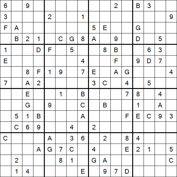 Sudoku 16x16 - Difícil