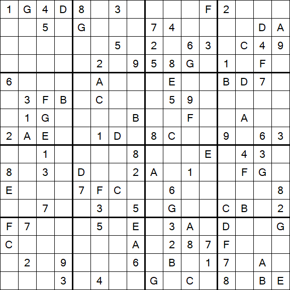Sudoku 16x16 - Difícil
