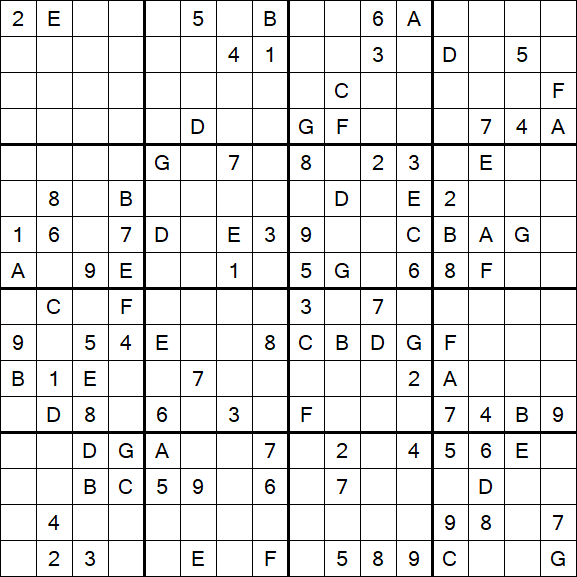 Sudoku 16x16 - Difficile