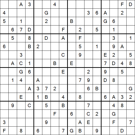 Sudoku 16x16 - Difficile