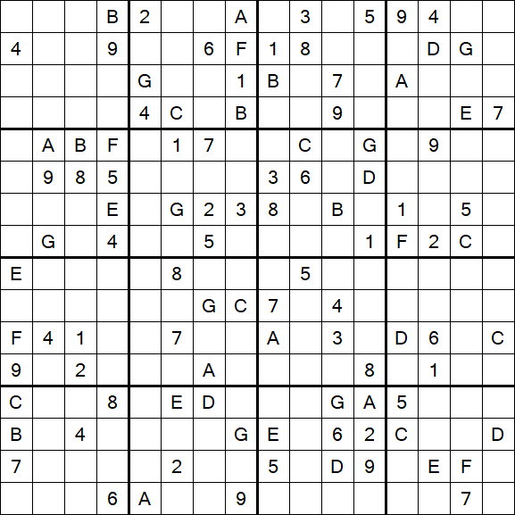 Sudoku 16x16 - Difficile