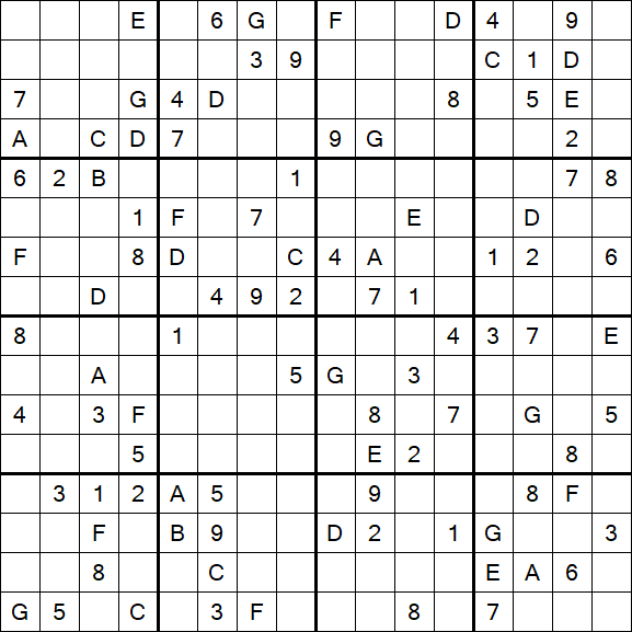 Sudoku 16x16 - Difficile