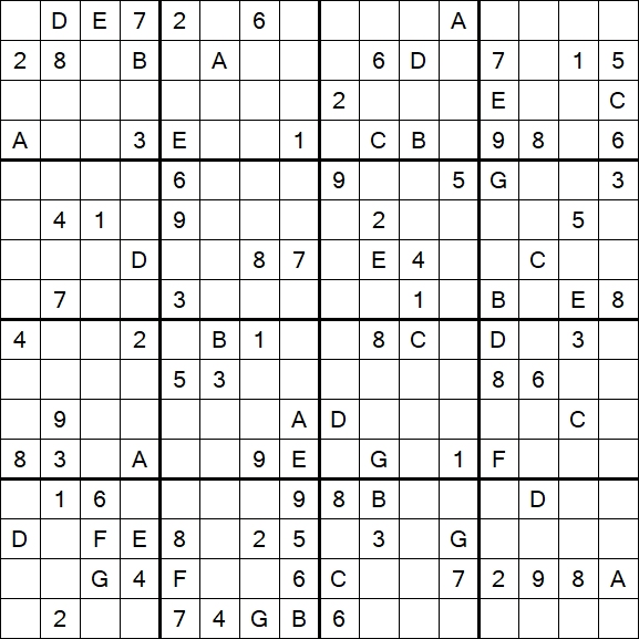 Sudoku 16x16 - Schwierig
