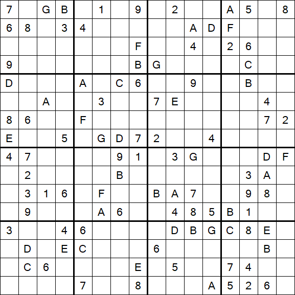 Sudoku 16x16 - Difficile