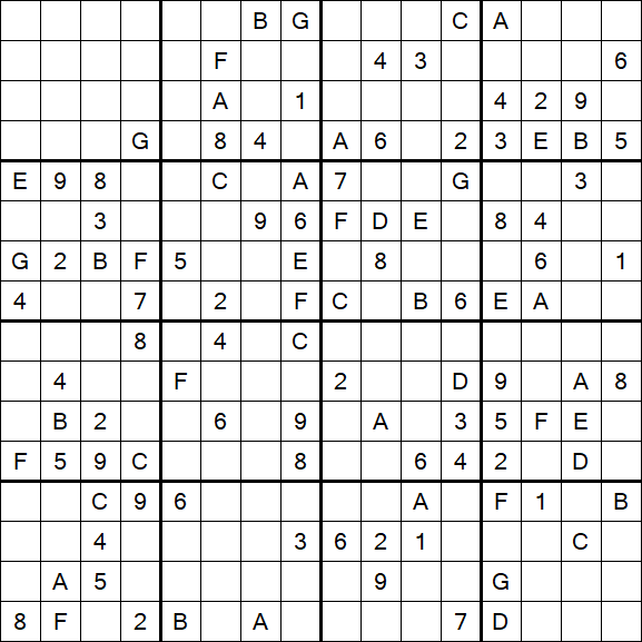 Sudoku 16x16 - Difficile
