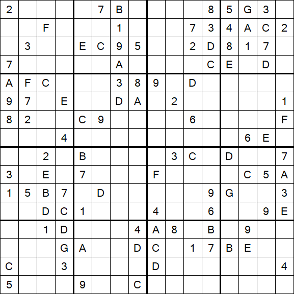Sudoku 16x16 - Difficile