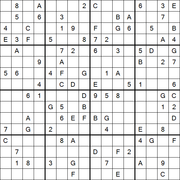 Sudoku 16x16 - Difficile