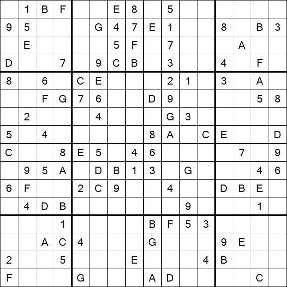 Sudoku 16x16 - Difficile
