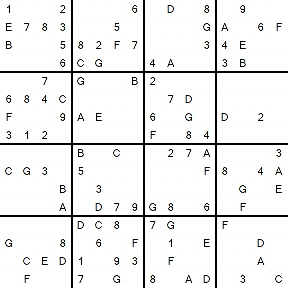 Sudoku 16x16 - Difficile