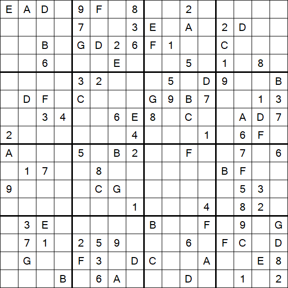 Sudoku 16x16 - Difficile