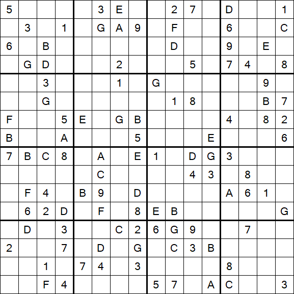 Sudoku 16x16 - Difficile