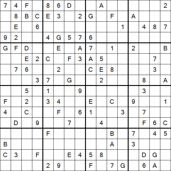 Sudoku 16x16 - Difficile