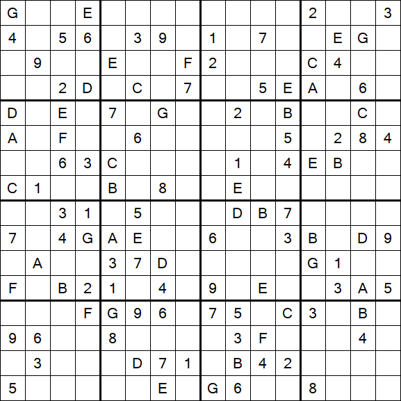 Sudoku 16x16 - Difficile