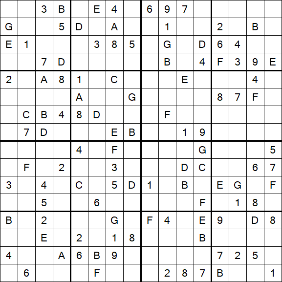 Sudoku 16x16 - Difficile