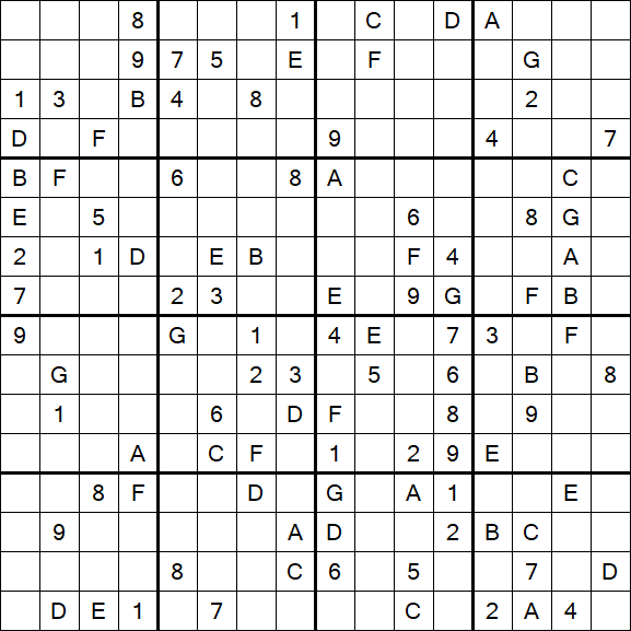 Sudoku 16x16 - Difficile