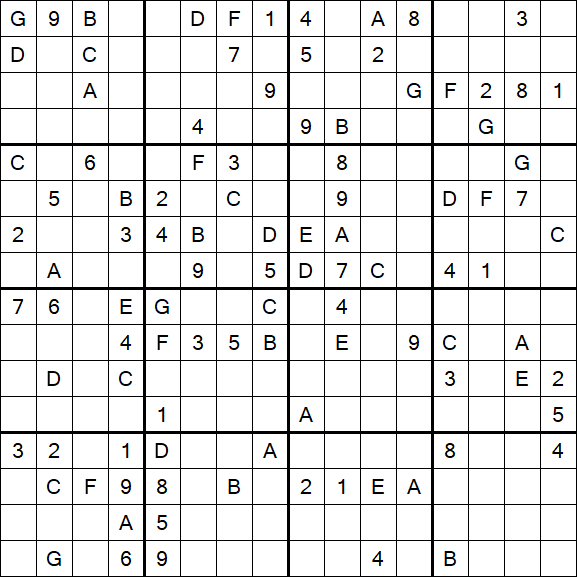 Sudoku 16x16 - Difficile