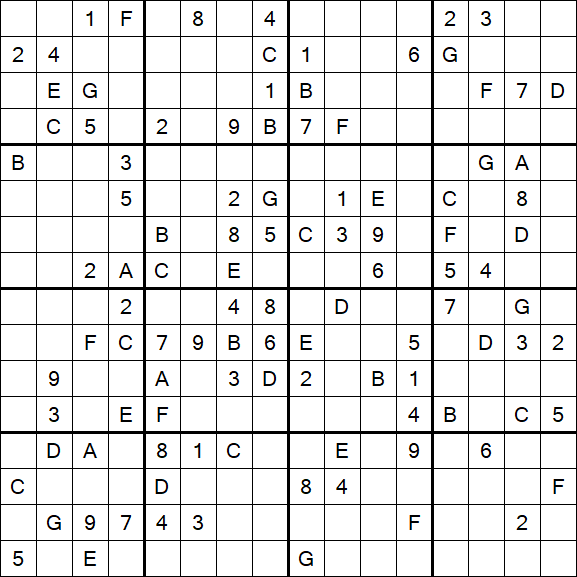 Sudoku 16x16 - Difficile