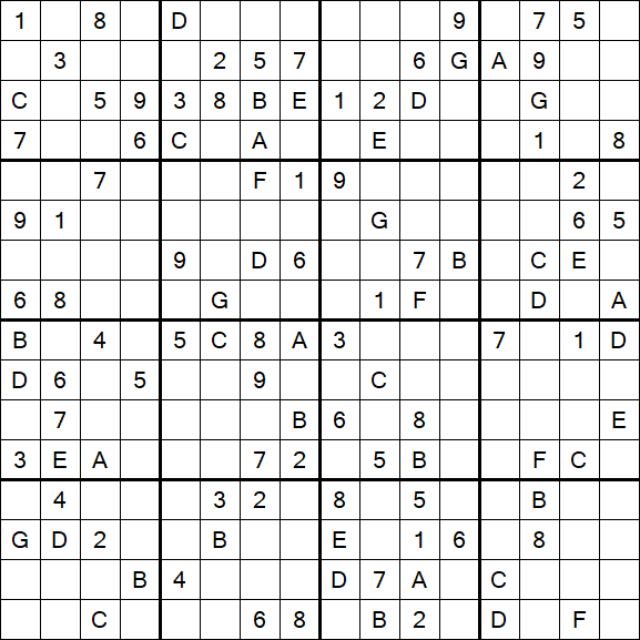 Sudoku 16x16 - Difficile