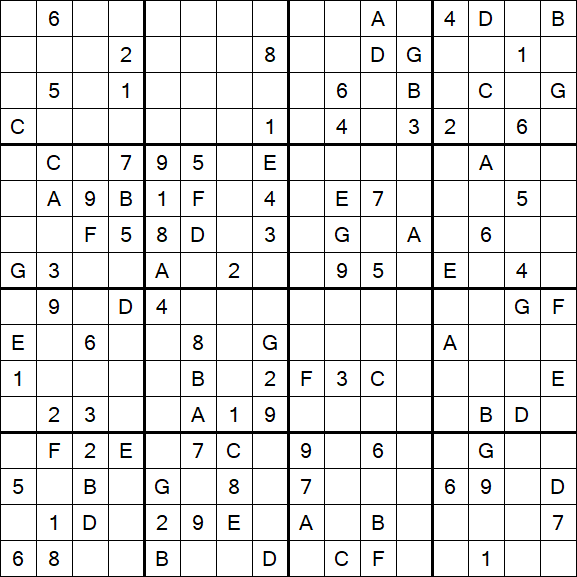 Sudoku 16x16 - Difficile