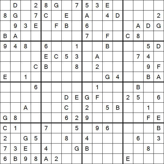 Sudoku 16x16 - Difficile