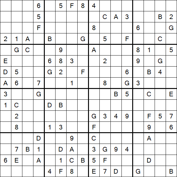 Sudoku 16x16 - Difficile