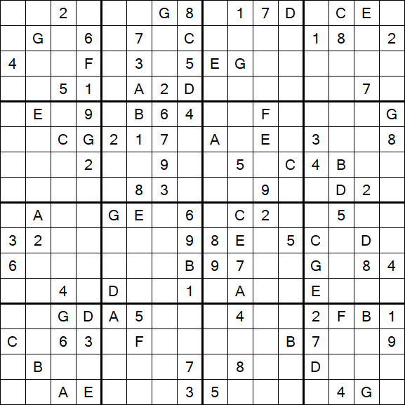 Sudoku 16x16 - Schwierig
