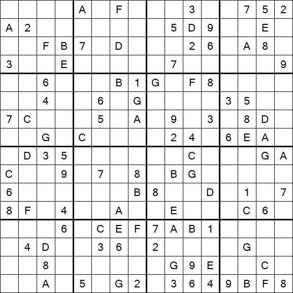 Sudoku 16x16 - Difficile