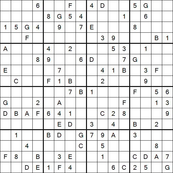 Sudoku 16x16 - Difficile