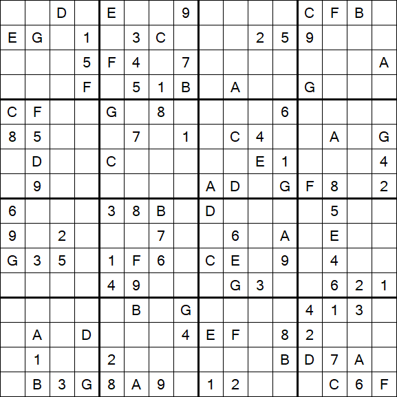 Sudoku 16x16 - Difícil