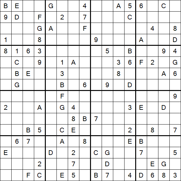 Sudoku 16x16 - Difícil