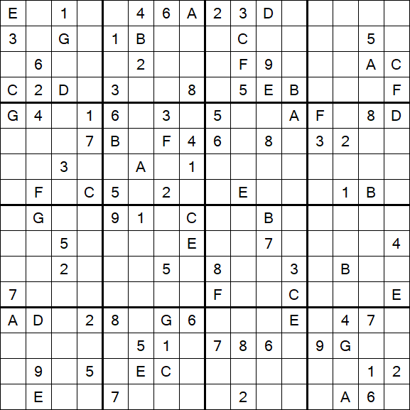 Sudoku 16x16 - Difícil