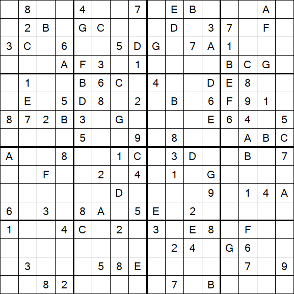 Sudoku 16x16 - Difícil