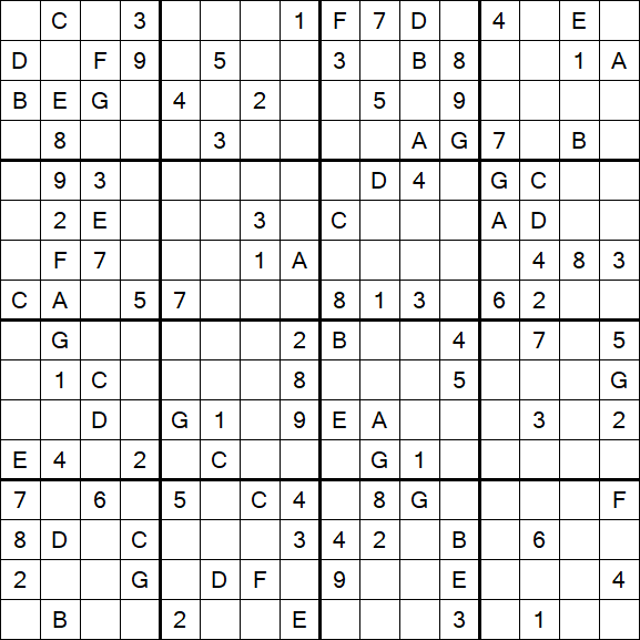 Sudoku 16x16 - Difícil