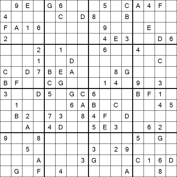 Sudoku 16x16 - Difícil