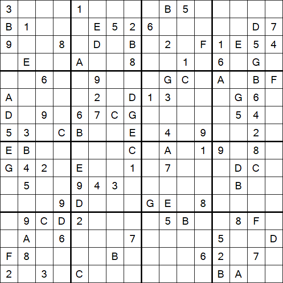 Sudoku 16x16 - Schwierig