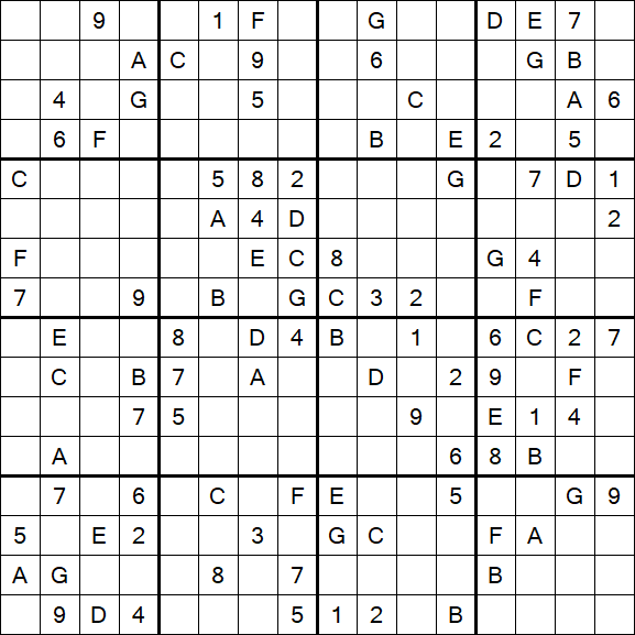 Sudoku 16x16 - Schwierig