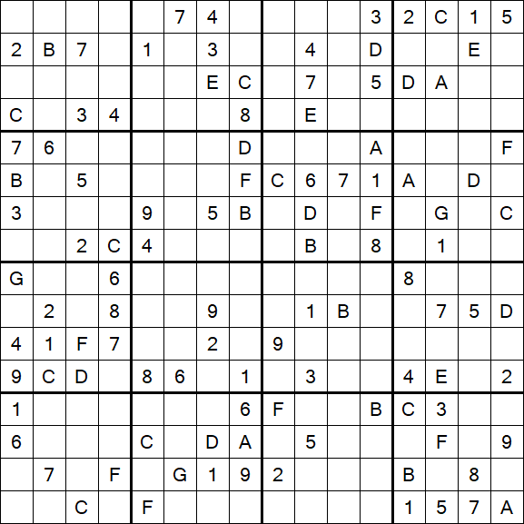 Sudoku 16x16 - Schwierig