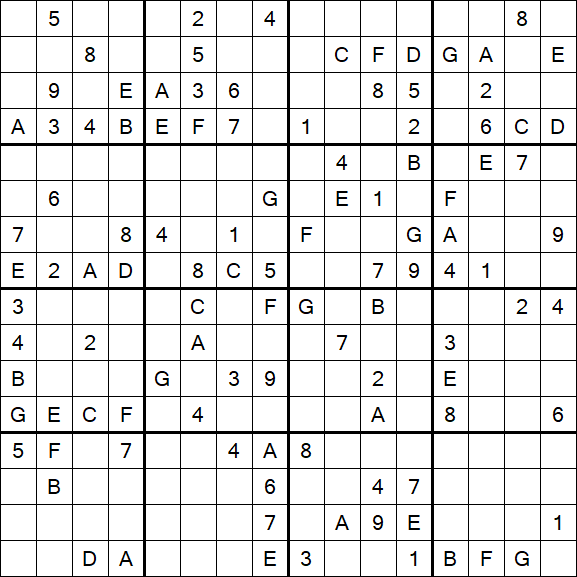 Sudoku 16x16 - Schwierig