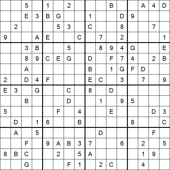 Sudoku 16x16 - Schwierig