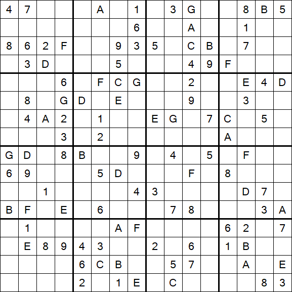 Sudoku 16x16 - Difícil