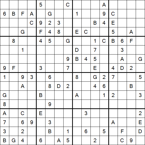 Sudoku 16x16 - Schwierig