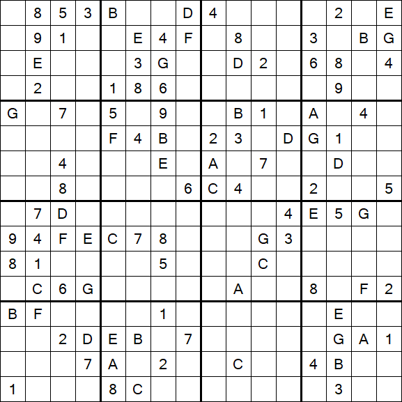 Sudoku 16x16 - Schwierig