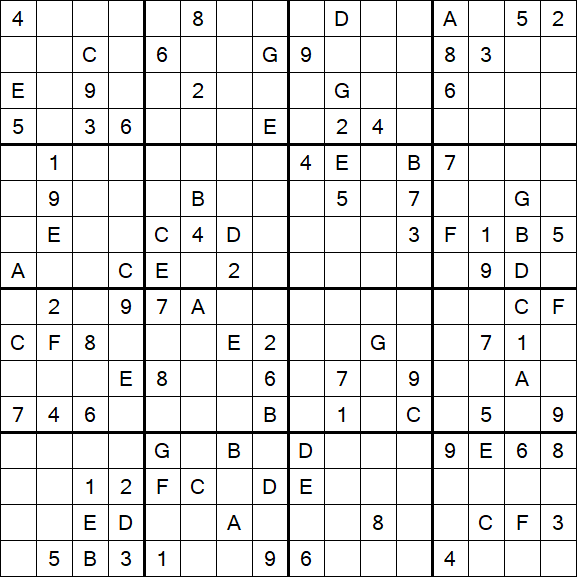 Sudoku 16x16 - Schwierig