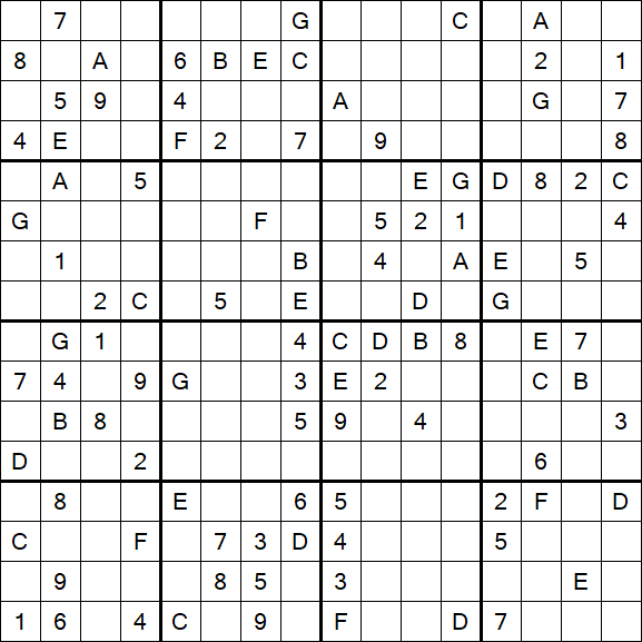 Sudoku 16x16 - Schwierig