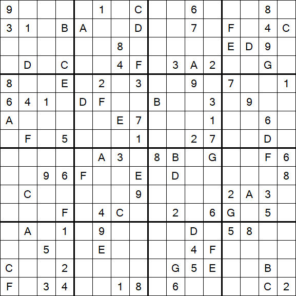 Sudoku 16x16 - Schwierig