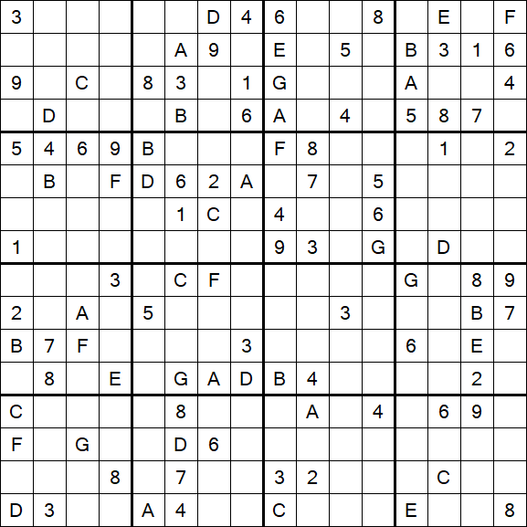 Sudoku 16x16 - Difícil
