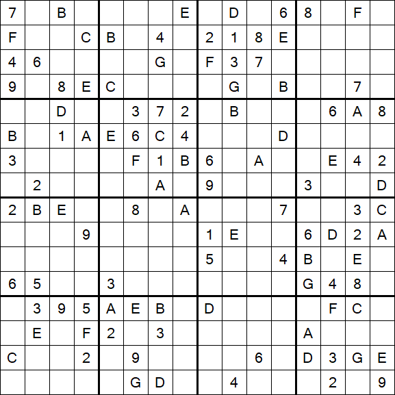 Sudoku 16x16 - Schwierig