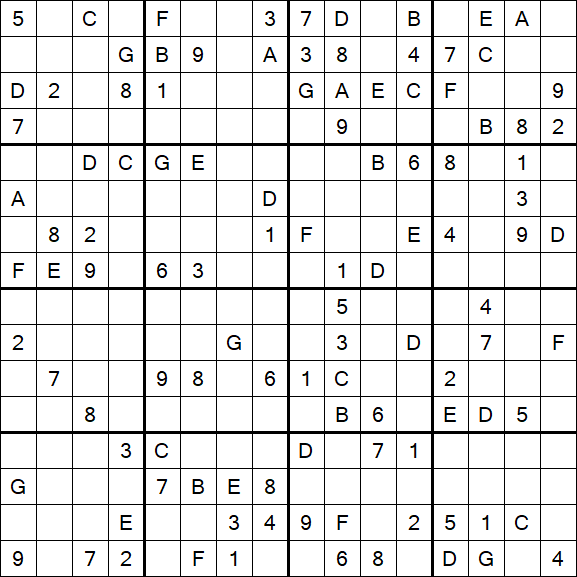 Sudoku 16x16 - Schwierig