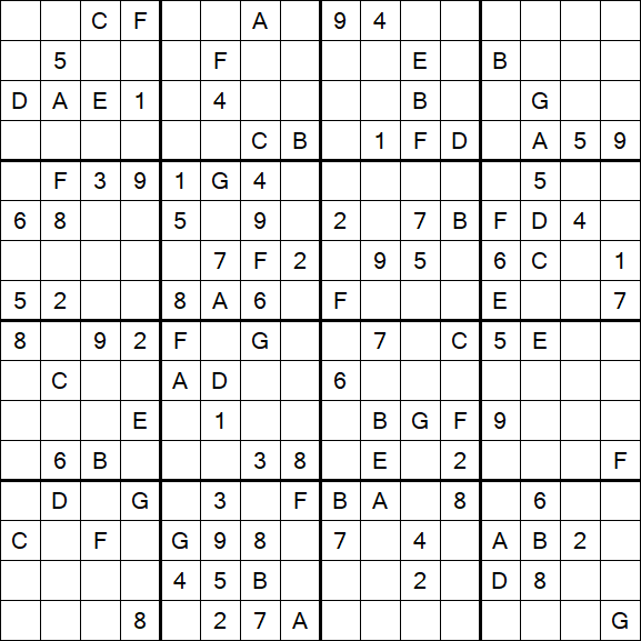 Sudoku 16x16 - Schwierig