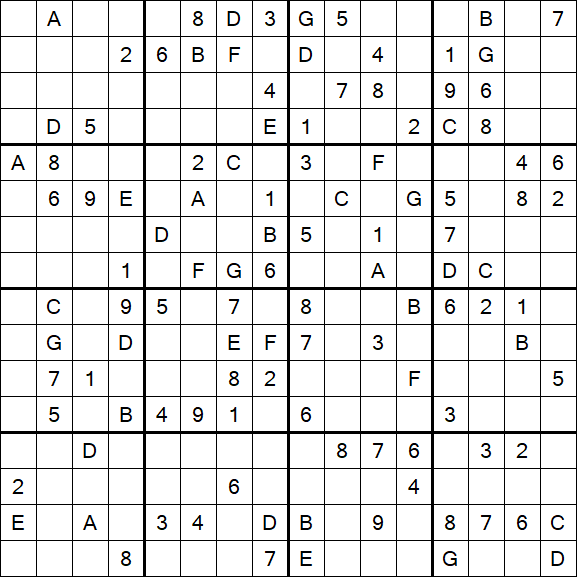 Sudoku 16x16 - Schwierig